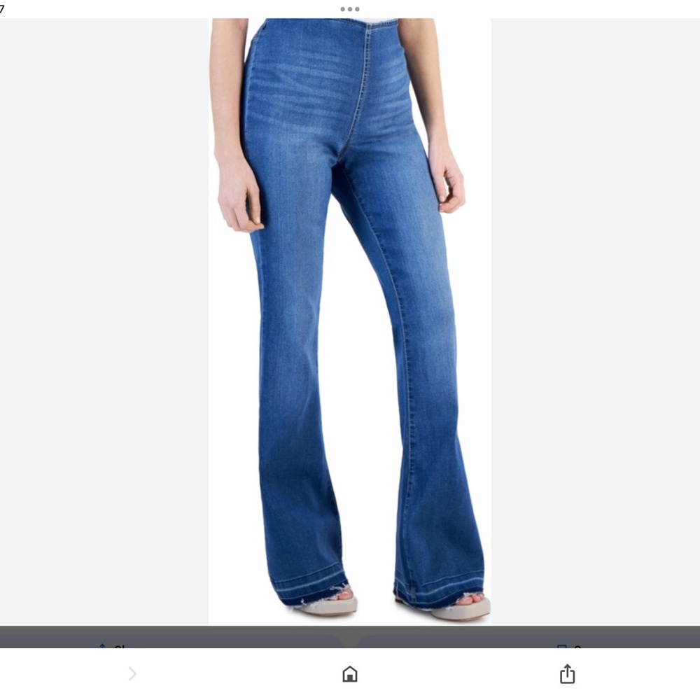 INC International Concepts Flare Pull On Jeans with Frayed Hem Size 8 SO CUTE!